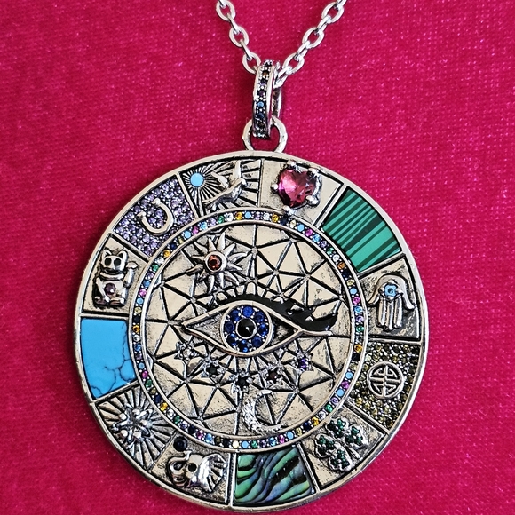 925 SILVER LUCKY FORTUNE CRYSTAL EVIL EYE HAMSA TURQUOISE HORSESHOE MOON HEART - Picture 9 of 14